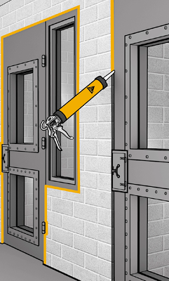 SikaSeal-75 being applied round a cell door