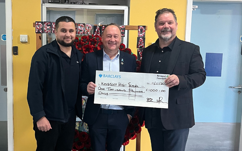 Kinglsey High School being presented with the cheque from the Resapol Foundation