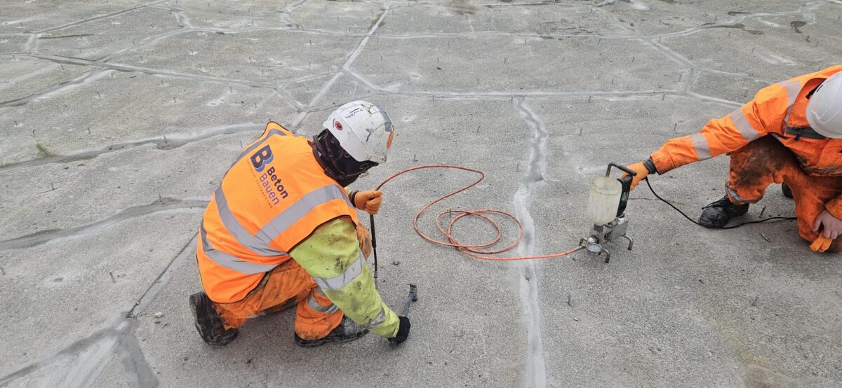 rbs Injections resin being applied at Penybont wastewater treatment works